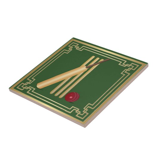 Cricket-Wicket, bat en ball Tegeltje (Zijkant)