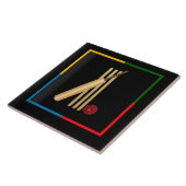 Cricket, wicket, bat en ball, tegeltje (Zijkant)