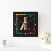 Cricket, wicket, bat en ball, vierkante klok (Huis)