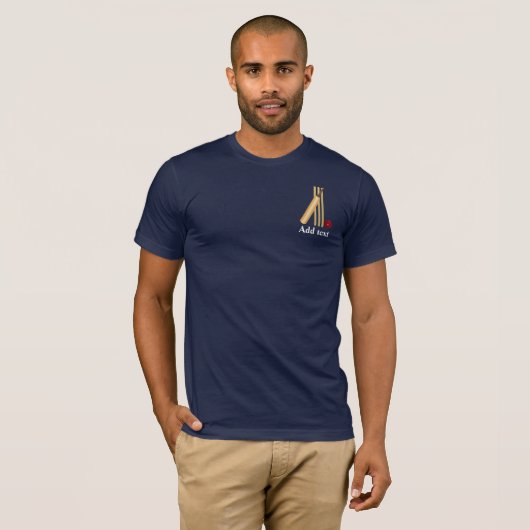 Cricket - Wicket, Bat en Sjabloon T-shirt (Voorkant volledig)