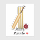 Cricket, wicket en bal sjabloon, aanpassen sticker (Vel)