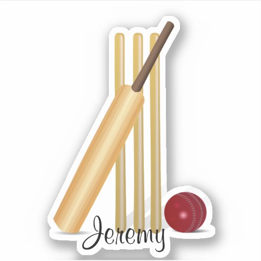 Cricket, wicket en bal sjabloon, aanpassen sticker (Voorkant)