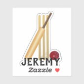 Cricket, wicket en bal sjabloon, pas stok aan sticker (Vel)