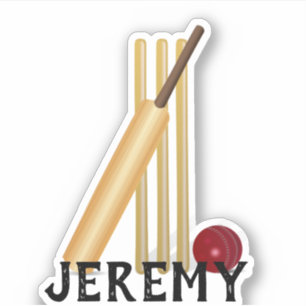 Cricket, wicket en bal sjabloon, pas stok aan sticker