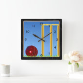 Cricket, wicket en ball vierkante klok (Huis)