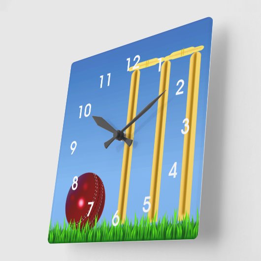 Cricket, wicket en ball vierkante klok (Hoek)