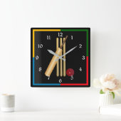 Cricket, wicket en ball vierkante klok (Huis)