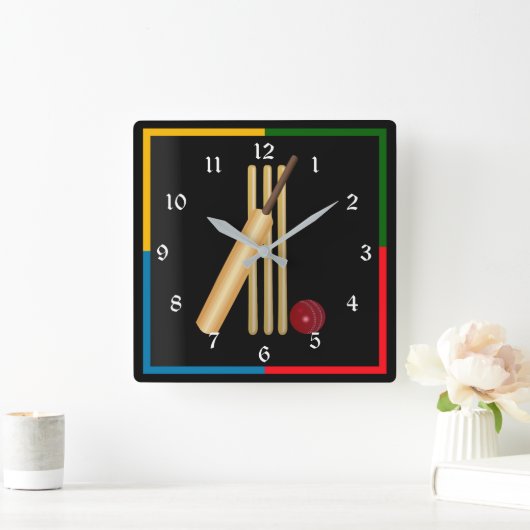 Cricket, wicket en ball vierkante klok (Huis)