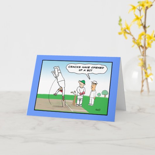 Cricket Wicket - Grappige Verjaardag Kaart (Gele Bloem)