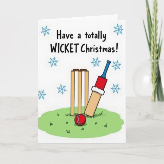Cricket Wicket Kerstkaart Kaart (Voorkant)