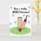 Cricket Wicket Kerstkaart Kaart (Gele Bloem)