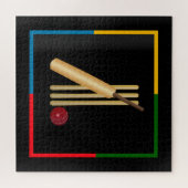 Cricket, wicket, slaghout en bal,  legpuzzel (Horizontaal)