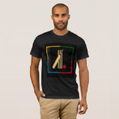 Cricket, wicket, slaghout en bal, t-shirt (Voorkant volledig)