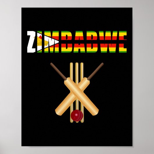 Cricket Zimbwe Vlag T Ll Wicket Poster (Voorkant)
