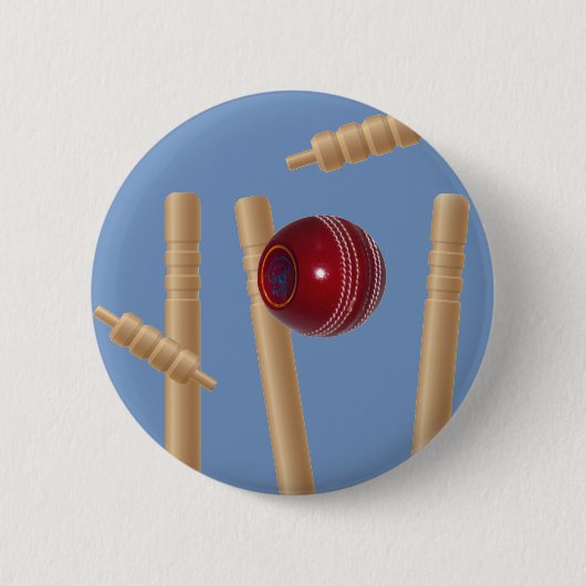 Cricketbal en Stumps, Ronde Button 5,7 Cm (Voorkant)