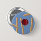 Cricketbal en Stumps, Ronde Button 5,7 Cm (Voorkant /achterkant)