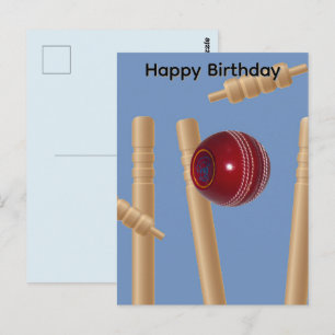 Cricketbal en Stumps, Verjaardagsansichtkaart Briefkaart