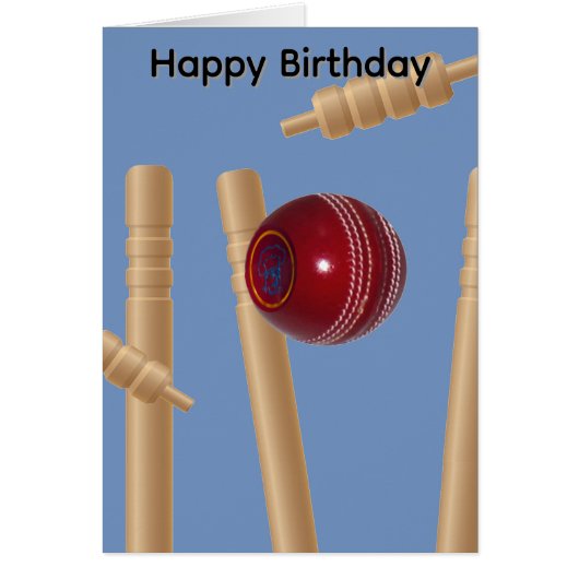 Cricketbal en Stumps, Verjaardagskaart (Voorkant)