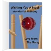 Cricketbal en Stumps, Verjaardagskaart (Binnen (Rechts))