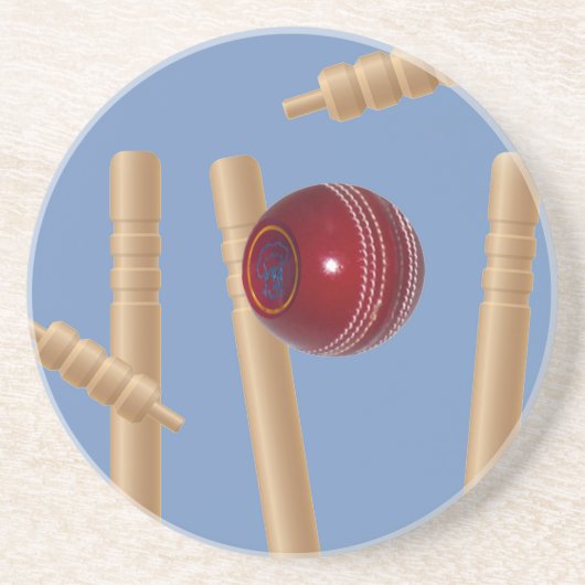 Cricketbal en Stumps, Zandsteen Onderzetter (Voorkant)
