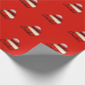Cricketbat en bal, gelabeld, cadeaupapier (Hoek)