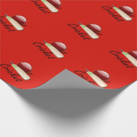 Cricketbat en bal, gelabeld, cadeaupapier (Hoek)