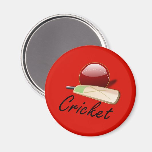 Cricketbat en bal, gelabeld, magneet (Voorkant / Achterkant)