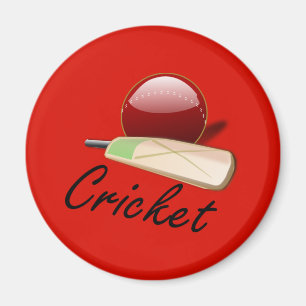 Cricketbat en bal, gelabeld, magneet