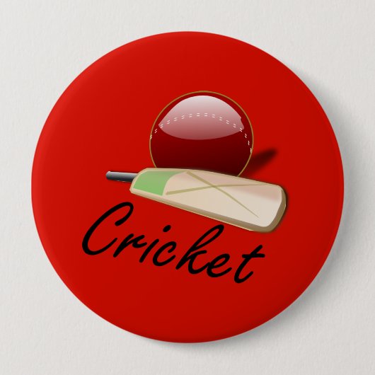 Cricketbat en bal, gelabeld, ronde button 4,0 cm (Voorkant)