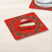 Cricketbat en bal, Kerstmis, Kartonnen Onderzetters (Schuin)