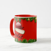 Cricketbat en bal, Kerstmis, Mok (Voorkant links)