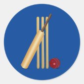 Cricketbat en -bal ronde sticker (Voorkant)