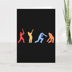 Cricketcadeaus - Retro Vintage Kleuren Cricketspel Kaart