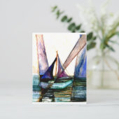 CricketDiane Sailboat Abstract 1 Sailing Briefkaart (Staand voorkant)