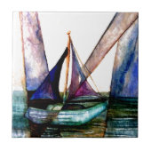 CricketDiane Sailboat Abstract 1 Sailing Tegeltje (Voorkant)