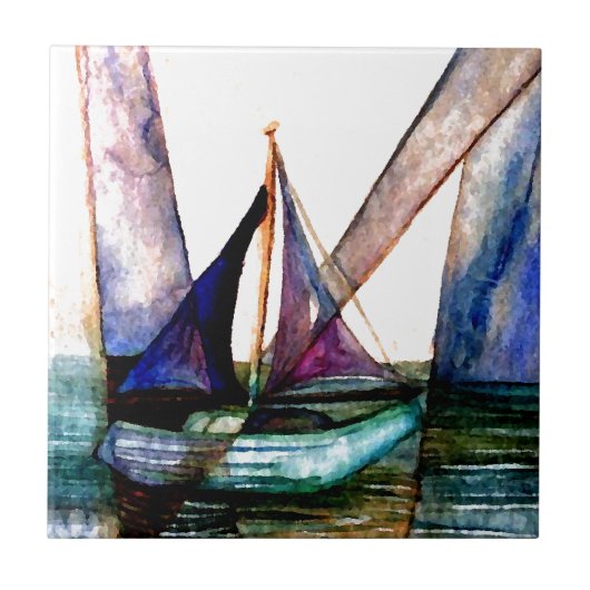 CricketDiane Sailboat Abstract 1 Sailing Tegeltje (Voorkant)