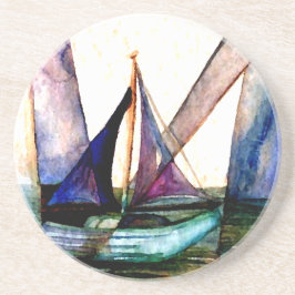 CricketDiane Sailboat Abstract 1 Sailing Zandsteen Onderzetter