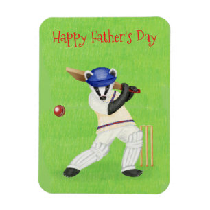 Cricketende dassenmagneet Vaderdag Magneet