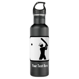 Cricketer Logo in zwart en wit - gepersonaliseerd Waterfles