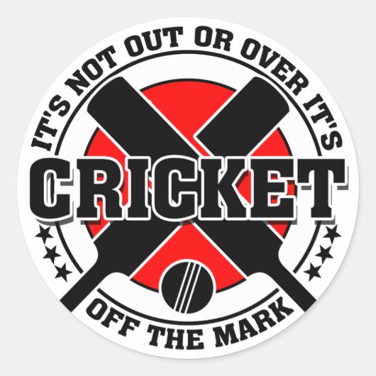 Cricketer uit de Mark Cricket Ronde Sticker (Voorkant)