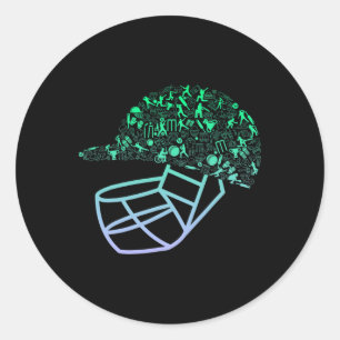 Crickethelm voor cricketspeler Jongens Cricket Ronde Sticker