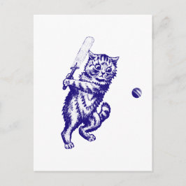 Cricketing Cat Gifts Briefkaart