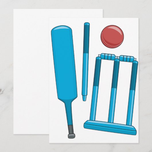Cricketset-uitnodigingen Kaart (Voorkant / Achterkant)