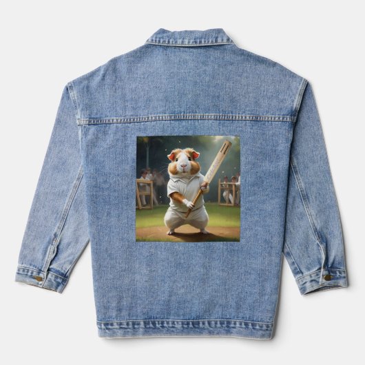 Cricketspeelster van cavia's: gekleed in het wit denim jacket (Achterkant)