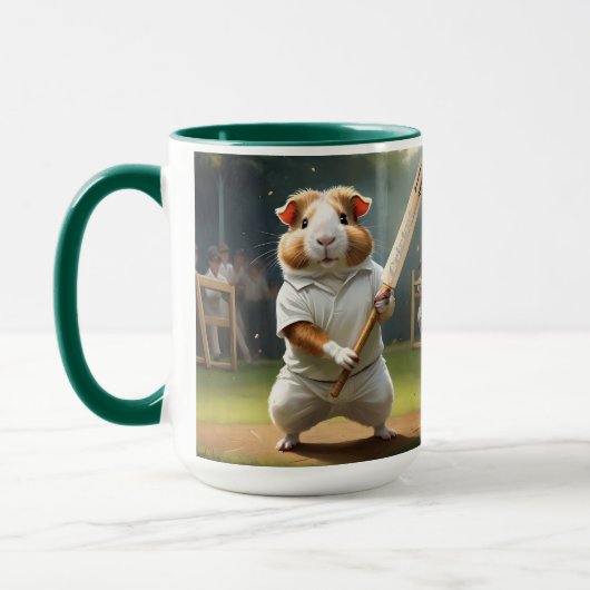 Cricketspeelster van cavia's: gekleed in het wit mok (Links)