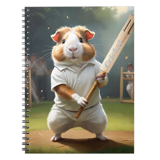 Cricketspeelster van cavia's: gekleed in het wit notitieboek (Voorkant)
