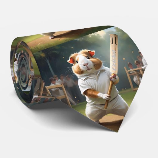 Cricketspeelster van cavia's: gekleed in het wit stropdas (Opgerold)