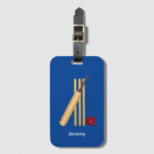 Cricketspel, aanpasbare tekst, bagagelabel (Voorkant (verticaal))