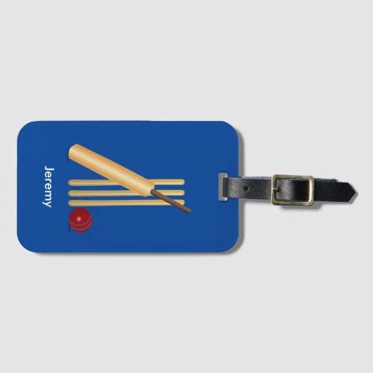 Cricketspel, aanpasbare tekst, bagagelabel (Voorkant (horizontaal))