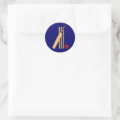 Cricketspel, slaghout en bal, ronde sticker (Tas)